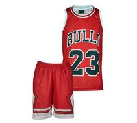 Amdrabola Chicago Michael Jordan - Camiseta infantil de baloncesto, color blanco, rojo y negro, con pantalones cortos para aficionados al baloncesto (4-13 años)