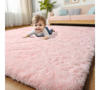 Alfombra de área Rosa para Dormitorio, decoración de Sala de Estar, Alfombra mullida y esponjosa de 4 x 6 pies para habitación de los niños, Alfombra de Juego Suave y Linda para bebés, Alfombra de