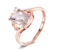 AmDxD 18K Oro Rosa Anillos de Boda para Se?Oras Cuadrado Cuadrada Morganita 1.95ct Anillo San Valentin Mujer Tama?o 18,5