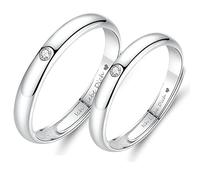 AMDXD 2 anillos de boda de plata de ley S925, ajustable con grabado «Ich Liebe Dich Partnerringe Silberring,Beste Freundin Geschenke (verstellbar), Plata de ley, Zirconia cúbica