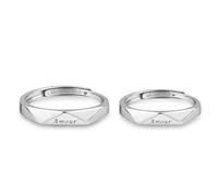 AMDXD 2 anillos de solicitud de plata 925, 4 mm/3 mm, grabados con amor Te quiero, anillos de plata, regalos personalizados (ajustable), Plata de ley 925