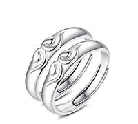 AMDXD 2 pares de anillos en plata de ley 925, aros estrechos de plata, anillos de compromiso, anillo de confianza (ajustable), Plata de ley