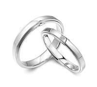 AMDXD 950 anillos de platino de diamante 0,005 ct, 1 par de alianzas de boda de diseño clásico anillo de diamante anillo de boda anillo de compromiso de oro, Damen 49 & Herren 66, Platino, Diamante