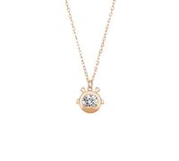 AMDXD 9K/14K/18K Rose Gold Halskette Damen Echtgold Schmuck, Damenkette Anhänger Klassiker mit Moissanit Rundschliff Weiß, Ketten für Frauen Rosegold Au375/585/750, 40+5CM, Oro rosa de 14 quilates