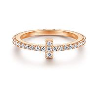 AMDXD Alianza matrimonial de plata de ley, anillos para mujer en forma de T blanca cúbico-circonita redonda, 12, Plata de ley, Zirconia cúbica