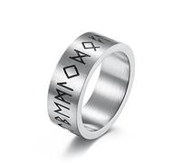 AMDXD Alianzas de boda para hombre en acero inoxidable, anillos de parejas, runas vikingas para hombres, plata, Acero inoxidable, Sin circonitas cúbicas