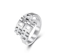 AMDXD Anillo de boda de acero inoxidable para hombre, anillo de banda para hombre, palabra china para doble suerte para hombres, oro, Acero inoxidable, Sin circonitas cúbicas