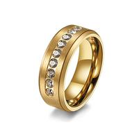 AMDXD Anillo de boda de acero inoxidable para hombre, anillo de pareja eternidad con circonitas para hombres, plata, Acero inoxidable, Zirconia cúbica