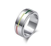 AMDXD Anillo de boda de acero inoxidable para hombre, anillos de pareja, arco iris LGBT para hombres, plata, Acero inoxidable, Sin circonitas cúbicas