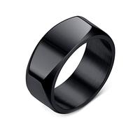 AMDXD Anillo de boda mujer 8 mm, anillos de pareja de acero inoxidable, banda clásica pulida para hombres, plata/negro, Acero inoxidable, Sin circonitas cúbicas
