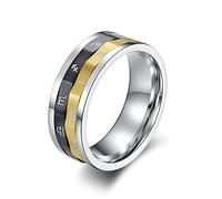 AMDXD Anillo de boda para hombre, de acero inoxidable, con signo del zodiaco y números romanos para hombres, tricolor, Acero inoxidable, Sin circonitas cúbicas