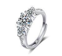 AMDXD Anillo de compromiso clásico de oro blanco 375 con diamante creado en laboratorio, 9 K, anillo de la amistad de diamantes auténticos, talla 47-65, Oro blanco 375 de 9 quilates, Laboratorio