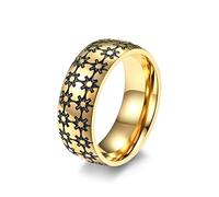 AMDXD Anillo de compromiso de acero inoxidable para hombre, alianzas de pareja con estrella para hombres, oro, acero inoxidable, Sin circonitas cúbicas