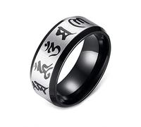 AMDXD Anillo de compromiso para hombre, 8 mm, acero inoxidable, diseño único, color plateado y negro, Acero inoxidable, Sin circonitas cúbicas