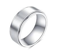 AMDXD Anillo de compromiso para hombre de 8 mm, con estera giratoria, anillo de compromiso para hombre y hombre, de acero inoxidable, personalizable, Acero inoxidable, Sin circonita