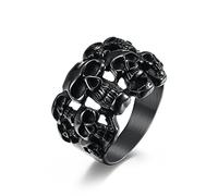 AMDXD Anillo de compromiso para hombre de acero inoxidable, anillos de boda para hombre, diseño de calavera, color plateado, Acero inoxidable, Sin circonitas cúbicas