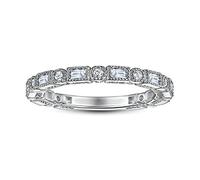 AMDXD Anillo de mujer de plata 925, anillo de compromiso para mujer con junta redonda cuadrada, 22, S925, Zirconia cúbica