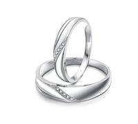 AMDXD Anillo de oro amarillo 750 de 18 quilates con diamante de 0,05 ct, 1 par de alianzas de eternidad, diseño de parejas, anillos de compromiso, joyas auténticas, Damen 57 & Herren 65, Oro amarillo