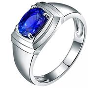 AMDXD Anillo de oro auténtico, anillo de diamante blanco de 18 quilates, anillos únicos para parejas con tanzanita azul de 1,22 ct, como regalos para hombre y padre, Oro blanco de 18 quilates
