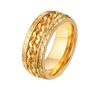 AMDXD Anillo para hombre de 8 mm, anillo de pareja de acero inoxidable Anxiety Ring Anti-Ansiedad Spinner Anillos para hombres, Plata/Negro/Oro/Azul, Acero inoxidable, Sin circonitas cúbicas