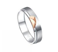 AMDXD Anillo solitario para mujer de oro blanco de 18 quilates y oro rosa con sin circonita, geométrico, banda ancha, anillos de boda, regalos de pareja, Oro blanco de 18 quilates y oro rosa de 18