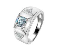 AMDXD Anillos de amistad de oro blanco 585, ancho triangular, 4 puentes, engaste de garra con diamante creado en laboratorio, 14 K, para parejas de diamantes, joyas de oro auténtico, tallas 54-72, Oro