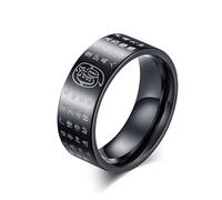 AMDXD Anillos de amistad para hombre, acero inoxidable, alianzas de boda, mantra budismo para hombres, color negro, Acero inoxidable, Sin circonitas cúbicas