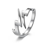 AMDXD Anillos de amistad para hombre en acero inoxidable, anillos de banda para hombre, abiertos para hombres, relámpagos, Acero inoxidable, Sin circonitas cúbicas