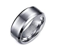 AMDXD Anillos de boda 8 mm, anillos de pareja de acero inoxidable, banda clásica cepillada para hombres, plata, Acero inoxidable, Sin circonitas cúbicas