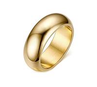 AMDXD Anillos de boda anchos 7 mm, anillos de pareja de acero inoxidable, banda clásica pulida para hombres, plata/negro/oro/azul/oro rosa, Acero inoxidable, Sin circonitas cúbicas