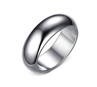 AMDXD Anillos de boda anchos 7 mm, anillos de pareja de acero inoxidable, banda clásica pulida para hombres, plata/negro/oro/azul/oro rosa, Acero inoxidable, Sin circonitas cúbicas