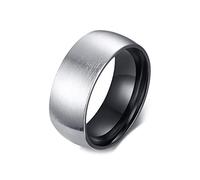 AMDXD Anillos de boda anchos 8 mm, anillos de pareja de acero inoxidable cepillado para hombres, plata y negro, Acero inoxidable, Sin circonitas cúbicas