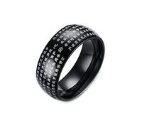 AMDXD Anillos de boda de 8 mm, anillos para mujer, acero inoxidable, palabras chinas para hombres, plata/negro/oro, Acero inoxidable, Sin circonitas cúbicas