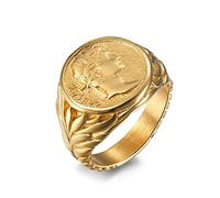 AMDXD Anillos de boda de acero inoxidable para hombre, anillo de banda para parejas Imperio Romano César el Grande para hombres, plata, Acero inoxidable, Sin circonitas cúbicas