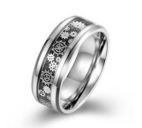 AMDXD Anillos de boda de acero inoxidable para hombre, anillos de boda, engranaje mecánico para hombres, plata, Acero inoxidable, Sin circonitas cúbicas