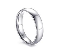 AMDXD Anillos de compromiso de 5 mm, anillo de pareja de acero inoxidable, banda clásica pulida para mujeres, plata/oro rosa, Acero inoxidable, Sin circonitas cúbicas