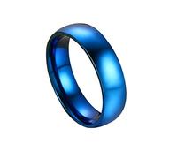 AMDXD Anillos de compromiso de 6 mm, anillo de pareja de acero inoxidable, banda clásica pulida para hombres, plata/negro/oro/azul/oro rosa, Acero inoxidable, Sin circonitas cúbicas