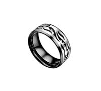 AMDXD Anillos de compromiso de acero inoxidable para hombre, anillo de boda, anillo de pareja, diseño de dragón, para hombres, color negro, Acero inoxidable, Sin circonitas cúbicas