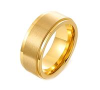 AMDXD Anillos de compromiso para hombre de 8 mm, anillo de acero inoxidable para hombre, anillo de ansiedad cepillado, anillos de ansiedad para hombres, plata/negro/dorado, Acero inoxidable, Sin
