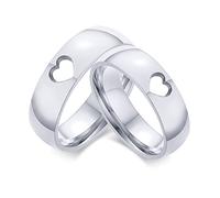 AMDXD Anillos de compromiso para hombres, 6 mm, anillos de pareja, acero inoxidable, corazón hueco pulido para hombres, plata, Acero inoxidable, Sin circonitas cúbicas