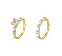 AMDXD Anillos de pareja de oro de 9 K/14 K/18 K, 2 anillos clásicos con moissanita, corte cuadrado blanco, anillo de diamante de oro amarillo Au375/585/750, joyas de oro auténtico, talla 47-65, Oro