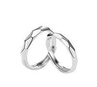 AMDXD Anillos de pareja en plata de ley 925, alto pulido rombo, anillo de compromiso, anillo de confianza para hombre y mujer (ajustable), Plata de ley