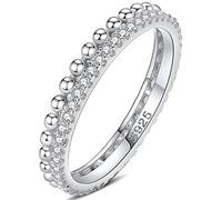 AMDXD Anillos de plata 925, anillo de compromiso, serie de taladros, forma con circonitas, regalo de cumpleaños para mujeres, sin níquel, joyas de plata auténticas, Plata de ley, Zirconia cúbica