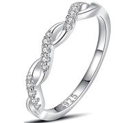 AMDXD Anillos de plata de ley S925, solitario, líneas de corte con circonitas, joyas de cumpleaños, regalos para mujeres, madre, novia, esposa, sin níquel, Plata de ley, Zirconia cúbica