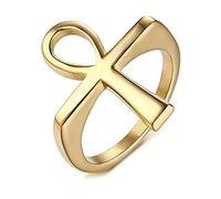 AMDXD Anillos para mujer, anillos de pareja de acero inoxidable cruzado pulido para hombres, plata/oro, Acero inoxidable, Sin circonitas cúbicas