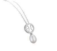 AMDXD Cadena 925, 12 signos del zodiaco con 7 x 9 mm, cadena de perlas para mujer, cable de extensión de boda, cadena de plata de ley 925, colgante para mujer con circonitas, Plata esterlina, Circonia