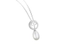AMDXD Cadena 925, 12 signos del zodiaco con 7 x 9 mm, cadena de perlas para mujer, cable de extensión de boda, cadena de plata de ley 925, colgante para mujer con circonitas, Plata esterlina, Circonia