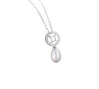 AMDXD Cadena 925, 12 signos del zodiaco con 7 x 9 mm, cadena de perlas para mujer, cable de extensión de boda, cadena de plata de ley 925, colgante para mujer con circonitas, Plata esterlina, Circonia
