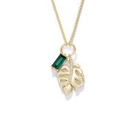 AMDXD Cadena de oro amarillo Au375/585/750 para mujer, joya auténtica, colgante de hoja con laboratorio, esmeralda, corte rectangular, verde, regalo con moissanite de oro de 9 K/14 K/18 K, 40 + 5 cm