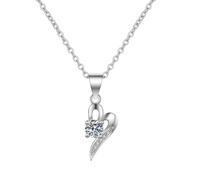 AMDXD Cadena para mujer de oro blanco 375 de 9 quilates, corazón con 4 puentes, gargantilla para mujer, collar de regalo con diamante creado en laboratorio, oro de 9 quilates, joyas de oro auténtico